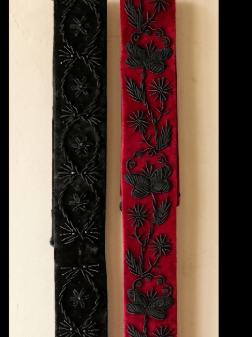 The Exquisite Velvet Pair: Curated Red & Black Hand-Beaded Vintage Sash Set